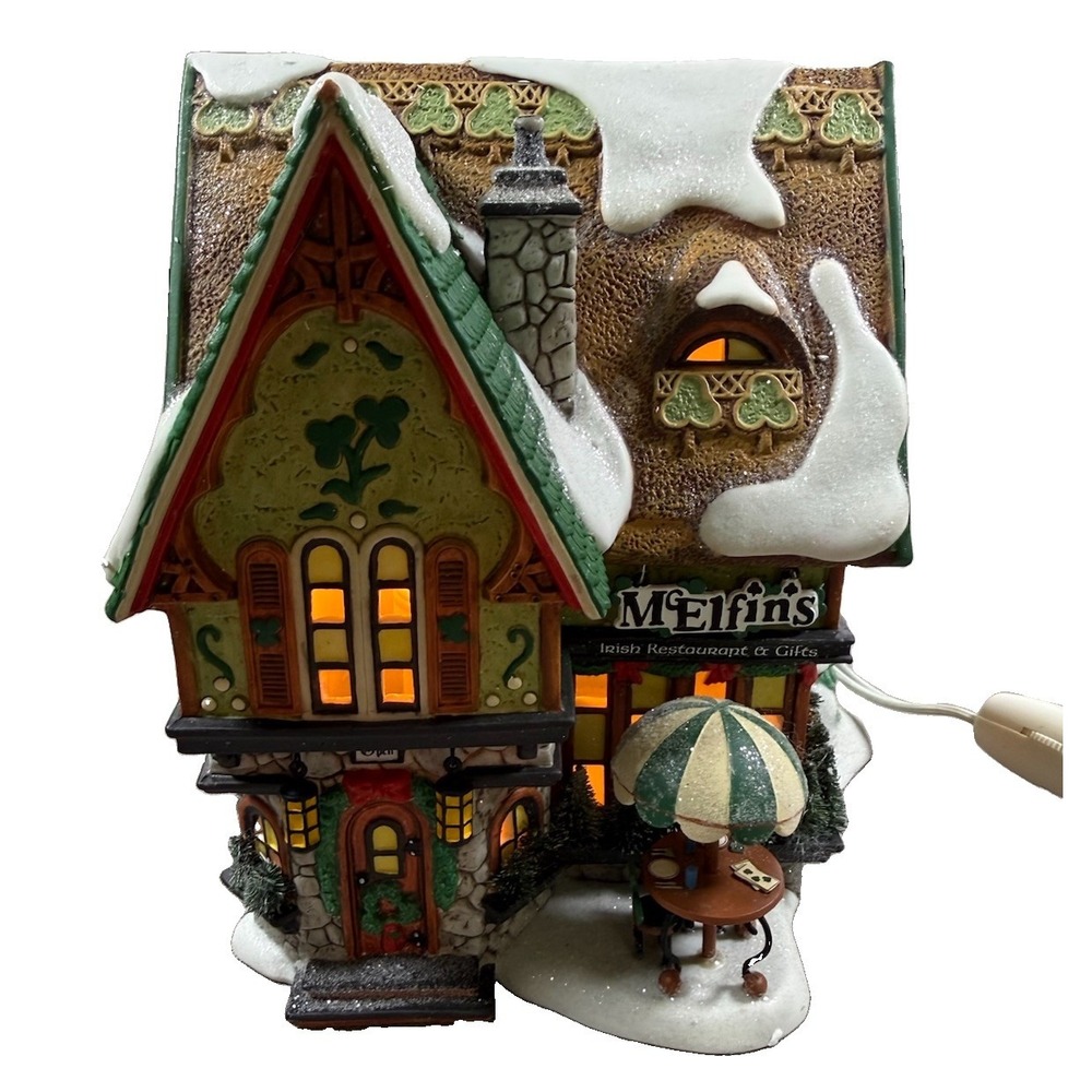 Dept 56 North Pole McElfin's Irish Restaurant & Gifts Christmas Lighted Village